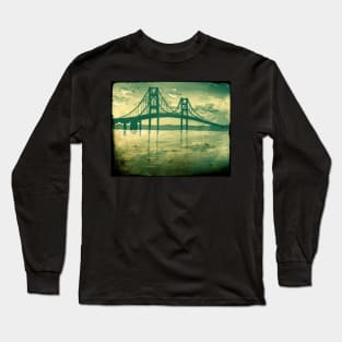 Mackinac Bridge Old Timey Effect Long Sleeve T-Shirt